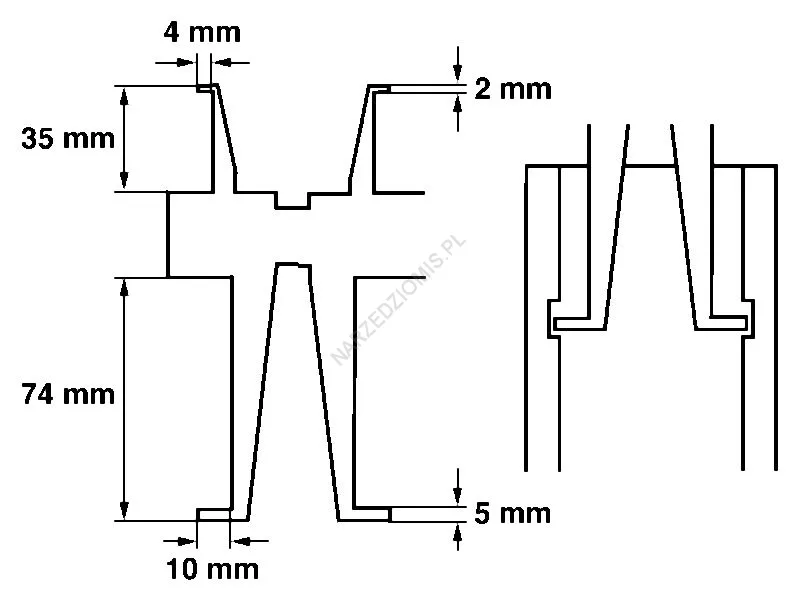 Rysunek techniczny: Suwmiarka do pomiarów wewnętrznych: Zakres pomiarowy 9-150 mm - LIMIT